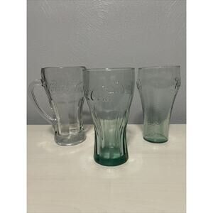 Vintage Mixed Lot of Glass Coca Cola Glasses Cup (3)‎